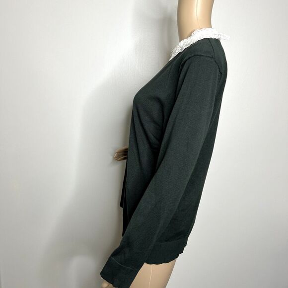 Cable & Gauge Green Lace Collar Sweater - Picture 2 of 8